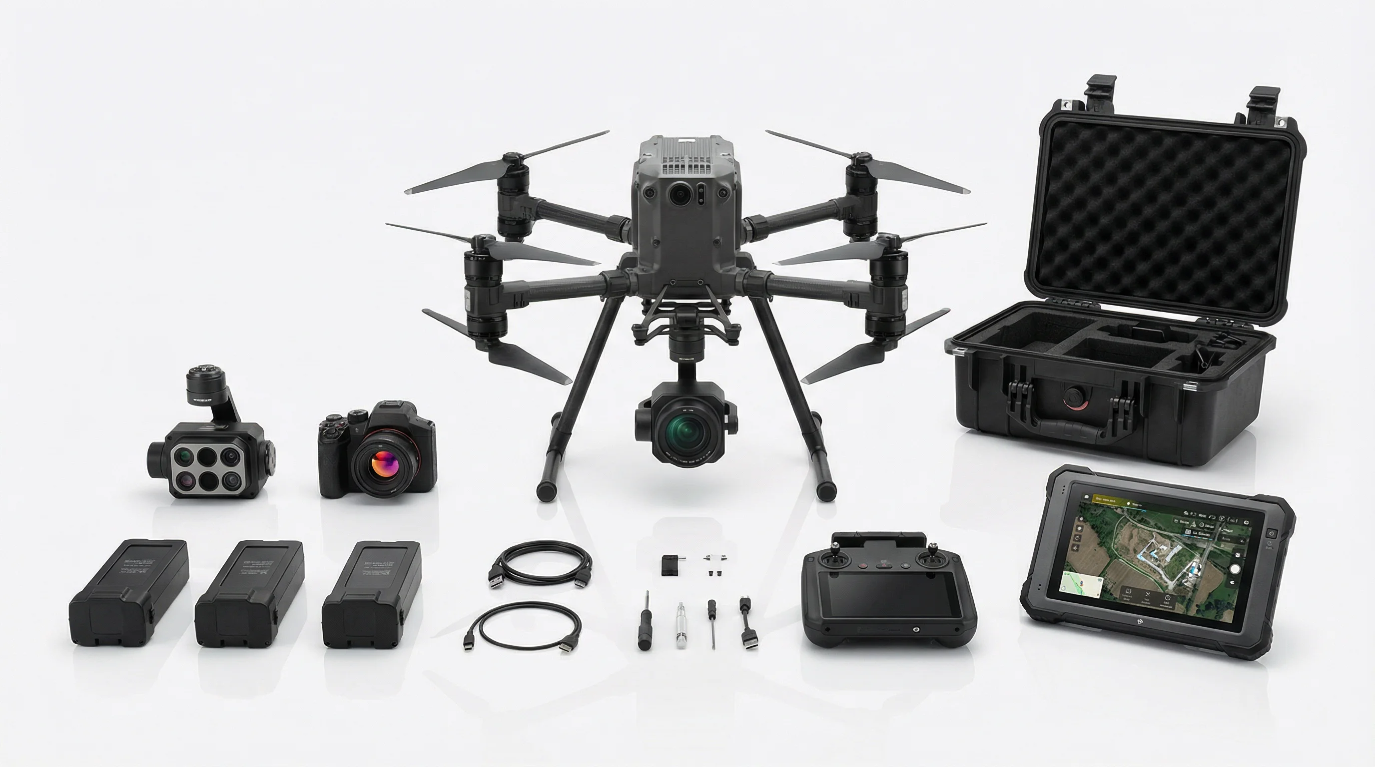 Complete UAV Inspection Equipment Set - Industrial drone, sensors, batteries, controller, ground station, and accessories